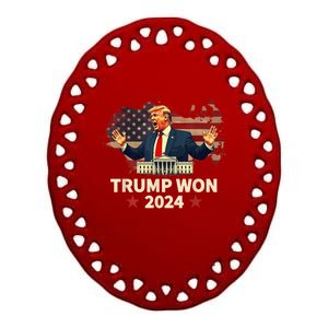 Trump Wins 2024 Presidential Election 2024 Donald Trump Wins Us Presidency Ceramic Oval Ornament