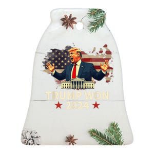 Trump Wins 2024 Presidential Election 2024 Donald Trump Wins Us Presidency Ceramic Bell Ornament