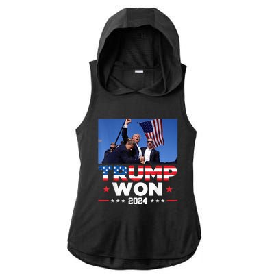 Trump Wins 2024 Presidential Election 2024 Donald Trump Wins Us Presidency Ladies PosiCharge Tri-Blend Wicking Draft Hoodie Tank