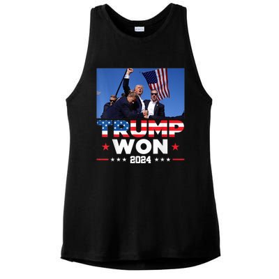 Trump Wins 2024 Presidential Election 2024 Donald Trump Wins Us Presidency Ladies PosiCharge Tri-Blend Wicking Tank