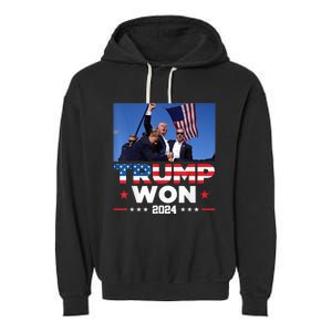 Trump Wins 2024 Presidential Election 2024 Donald Trump Wins Us Presidency Garment-Dyed Fleece Hoodie