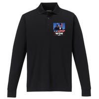 Trump Wins 2024 Presidential Election 2024 Donald Trump Wins Us Presidency Performance Long Sleeve Polo