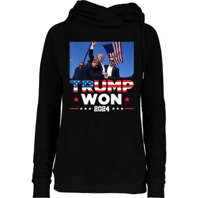 Trump Wins 2024 Presidential Election 2024 Donald Trump Wins Us Presidency Womens Funnel Neck Pullover Hood