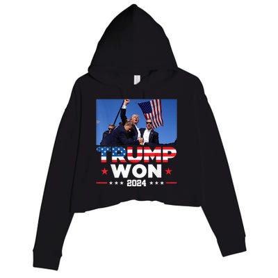 Trump Wins 2024 Presidential Election 2024 Donald Trump Wins Us Presidency Crop Fleece Hoodie