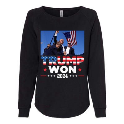 Trump Wins 2024 Presidential Election 2024 Donald Trump Wins Us Presidency Womens California Wash Sweatshirt