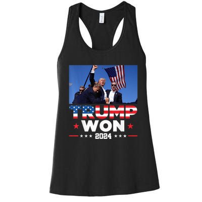 Trump Wins 2024 Presidential Election 2024 Donald Trump Wins Us Presidency Women's Racerback Tank