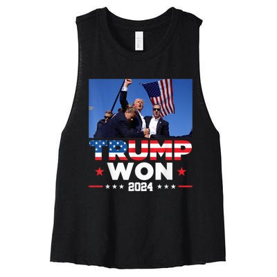 Trump Wins 2024 Presidential Election 2024 Donald Trump Wins Us Presidency Women's Racerback Cropped Tank