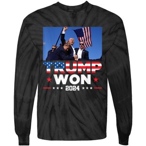 Trump Wins 2024 Presidential Election 2024 Donald Trump Wins Us Presidency Tie-Dye Long Sleeve Shirt