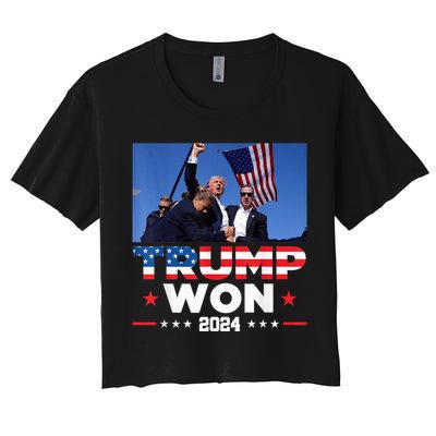 Trump Wins 2024 Presidential Election 2024 Donald Trump Wins Us Presidency Women's Crop Top Tee