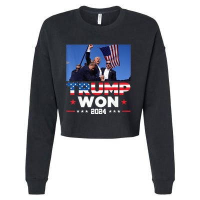 Trump Wins 2024 Presidential Election 2024 Donald Trump Wins Us Presidency Cropped Pullover Crew