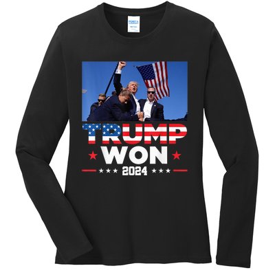 Trump Wins 2024 Presidential Election 2024 Donald Trump Wins Us Presidency Ladies Long Sleeve Shirt