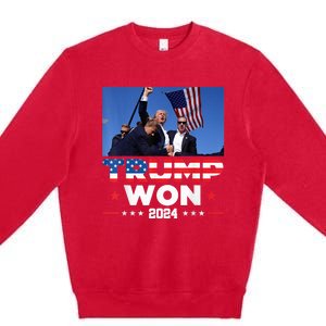 Trump Wins 2024 Presidential Election 2024 Donald Trump Wins Us Presidency Premium Crewneck Sweatshirt