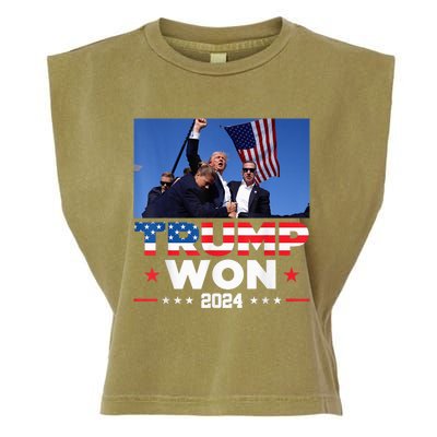 Trump Wins 2024 Presidential Election 2024 Donald Trump Wins Us Presidency Garment-Dyed Women's Muscle Tee