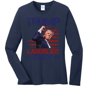 Trump Win 2024 Trump Vance 2024 President Ladies Long Sleeve Shirt