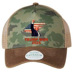 Trump Won 2024 Election President 47 Th American Flag Legacy Tie Dye Trucker Hat