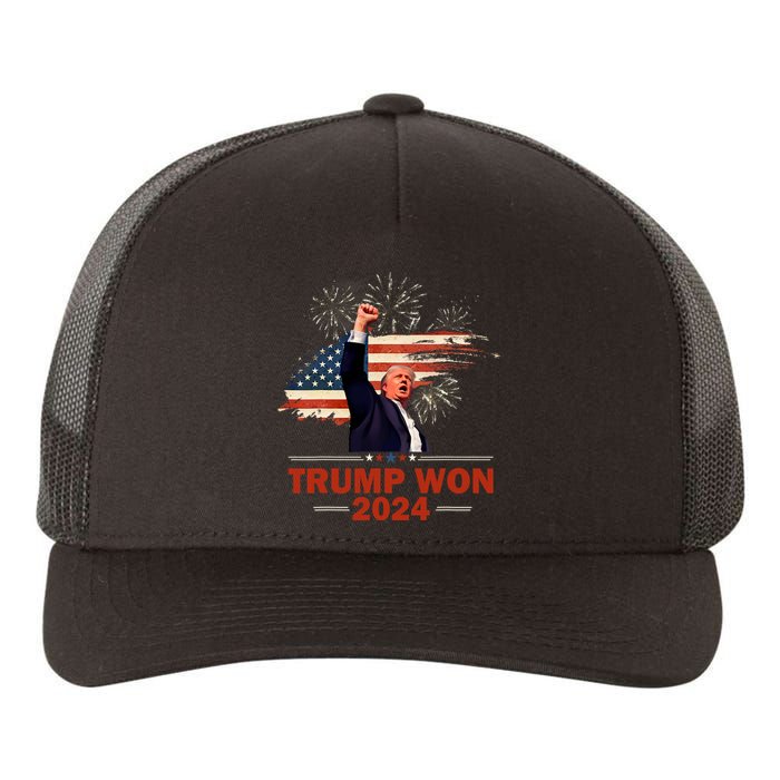 Trump Won 2024 Election President 47 Th American Flag Yupoong Adult 5-Panel Trucker Hat