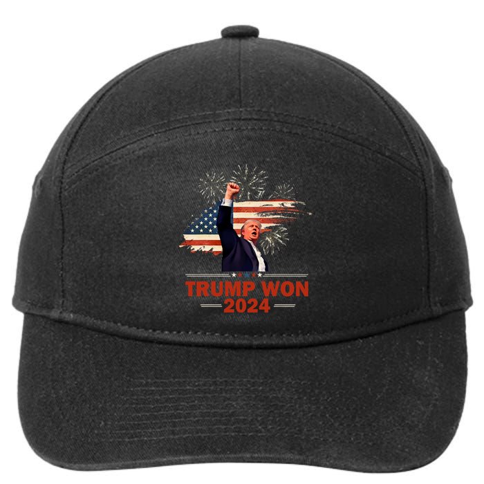 Trump Won 2024 Election President 47 Th American Flag 7-Panel Snapback Hat