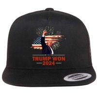 Trump Won 2024 Election President 47 Th American Flag Flat Bill Trucker Hat