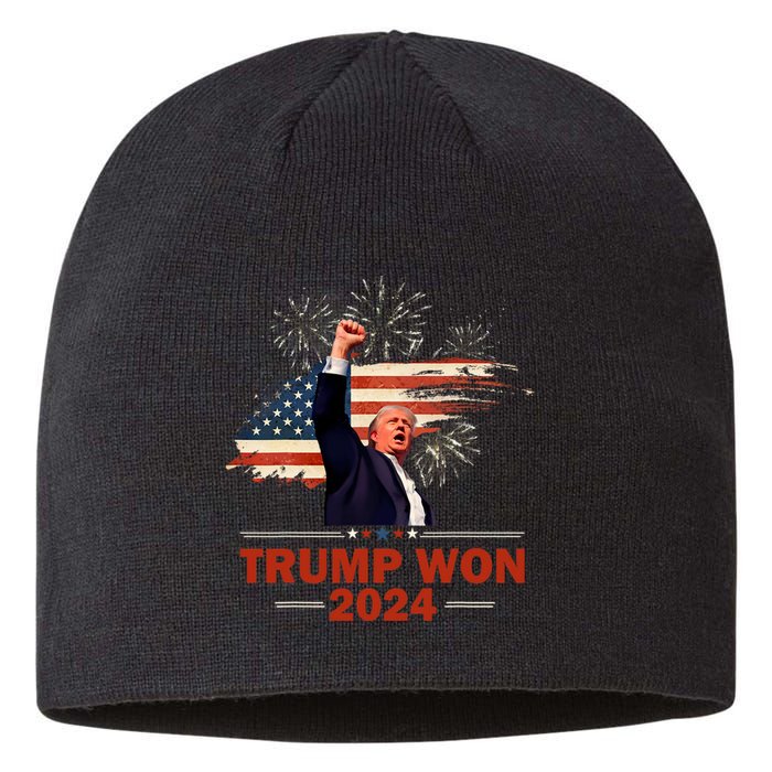 Trump Won 2024 Election President 47 Th American Flag Sustainable Beanie