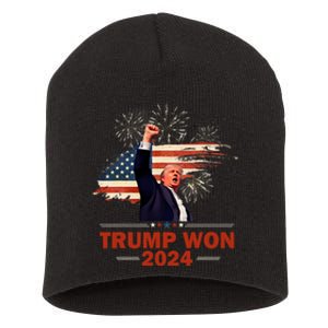 Trump Won 2024 Election President 47 Th American Flag Short Acrylic Beanie