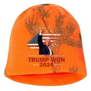 Trump Won 2024 Election President 47 Th American Flag Kati - Camo Knit Beanie