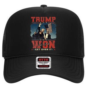 Trump Wins 2024 Election Trump Won 2024 High Crown Mesh Back Trucker Hat