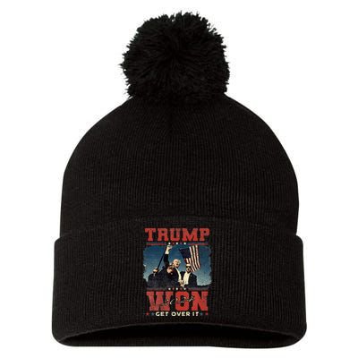 Trump Wins 2024 Election Trump Won 2024 Pom Pom 12in Knit Beanie