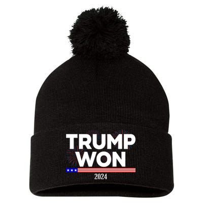 Trump Won 2024 Election 47th President Pom Pom 12in Knit Beanie