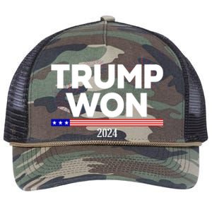 Trump Won 2024 Election 47th President Retro Rope Trucker Hat Cap