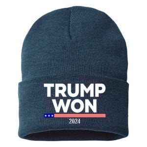 Trump Won 2024 Election 47th President Sustainable Knit Beanie