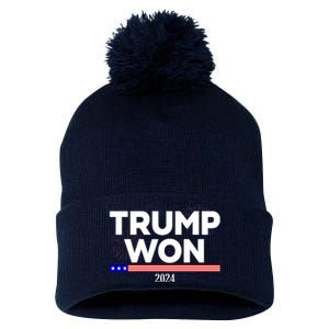 Trump Won 2024 Election 47th President Pom Pom 12in Knit Beanie