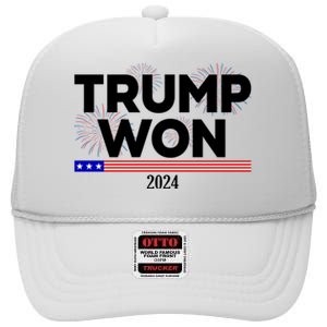 Trump Won 2024 Election 47th President High Crown Mesh Back Trucker Hat