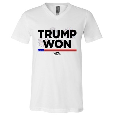 Trump Won 2024 Election 47th President V-Neck T-Shirt