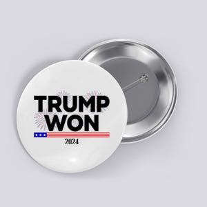 Trump Won 2024 Election 47th President Button