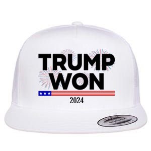 Trump Won 2024 Election 47th President Flat Bill Trucker Hat