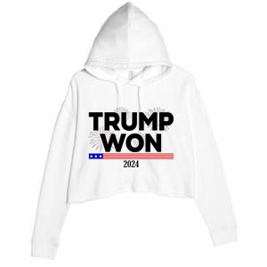 Trump Won 2024 Election 47th President Crop Fleece Hoodie