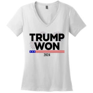 Trump Won 2024 Election 47th President Women's V-Neck T-Shirt