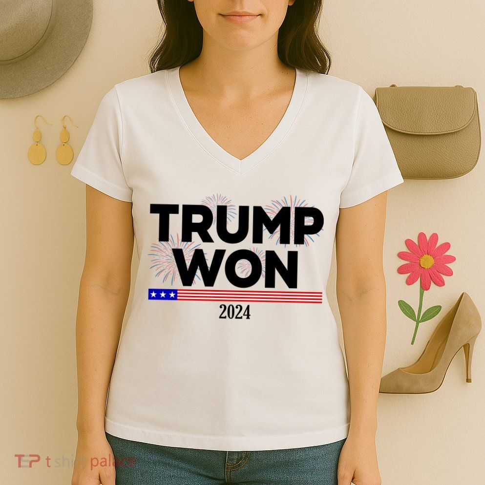 Trump Won 2024 Election 47th President Women's V-Neck T-Shirt