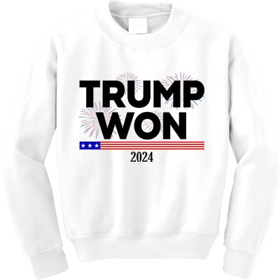 Trump Won 2024 Election 47th President Kids Sweatshirt