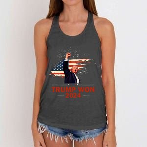 Trump Won 2024 Election President 47 Th American Flag Women's Knotted Racerback Tank