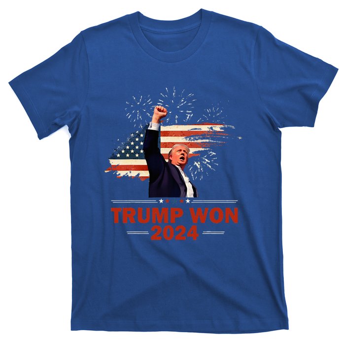 Trump Won 2024 Election President 47 Th American Flag T-Shirt