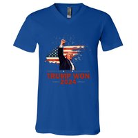 Trump Won 2024 Election President 47 Th American Flag V-Neck T-Shirt