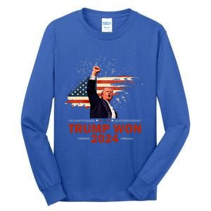 Trump Won 2024 Election President 47 Th American Flag Tall Long Sleeve T-Shirt