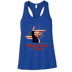 Trump Won 2024 Election President 47 Th American Flag Women's Racerback Tank