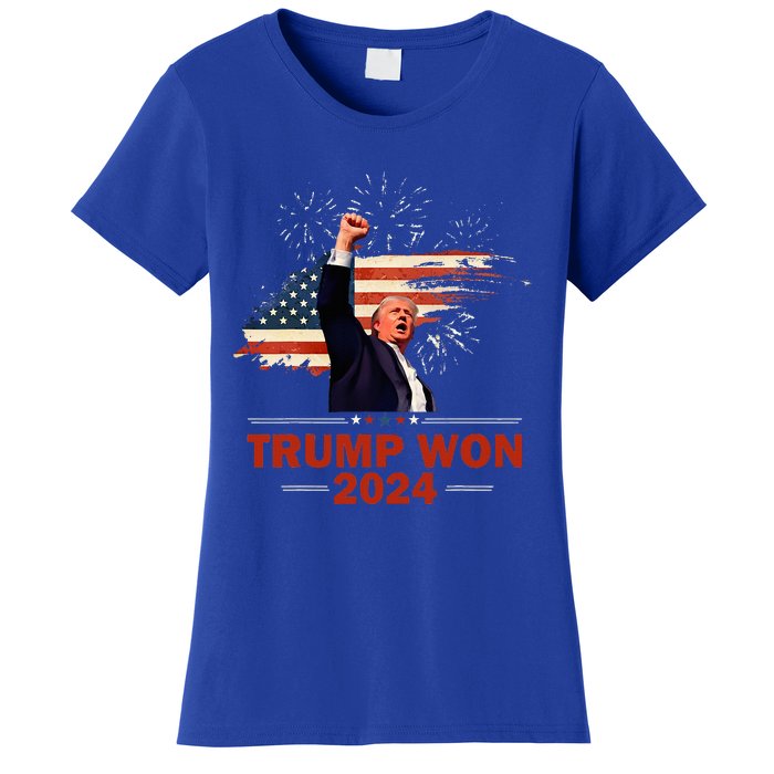 Trump Won 2024 Election President 47 Th American Flag Women's T-Shirt