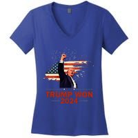 Trump Won 2024 Election President 47 Th American Flag Women's V-Neck T-Shirt