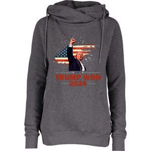 Trump Won 2024 Election President 47 Th American Flag Womens Funnel Neck Pullover Hood