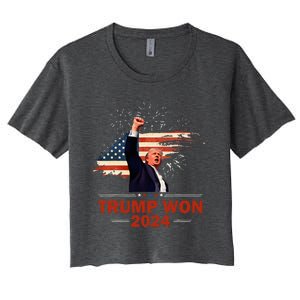 Trump Won 2024 Election President 47 Th American Flag Women's Crop Top Tee