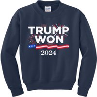 Trump Wins 2024 Presidential Election 2024 Donald Trump Wins Us Presidency Kids Sweatshirt