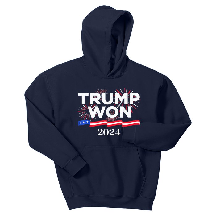 Trump Wins 2024 Presidential Election 2024 Donald Trump Wins Us Presidency Kids Hoodie